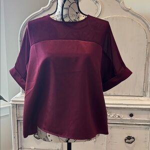 Vine & Love Deep Red Satin Blouse